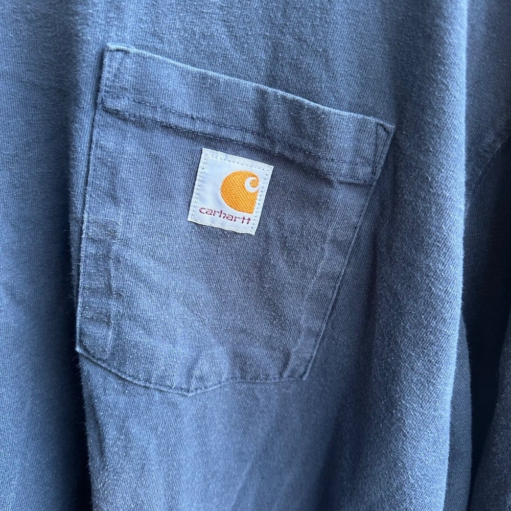 Carhartt Loose Fit Long Sleeve Pocket T Shirt Mens XL Dark Blue - Picture 2 of 5